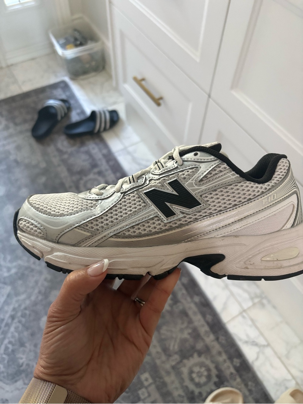 New Balance White & Silver Running Shoe 730
